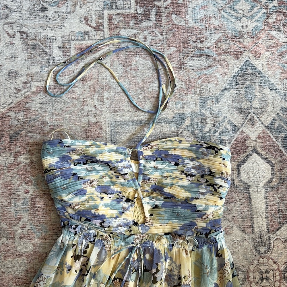 ASTR the Label Floral Midi Dress - Blue and Yellow - Picture 2 of 5